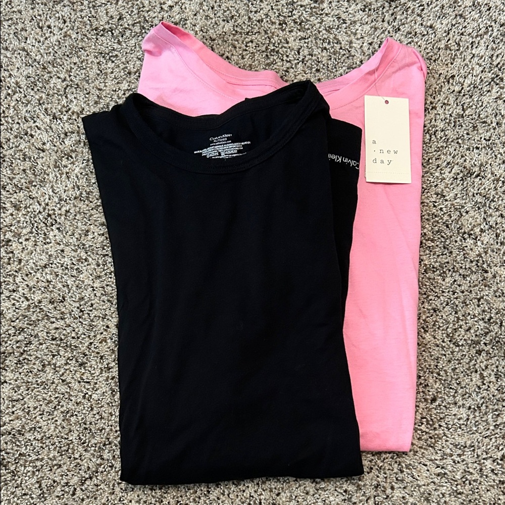 Bundle of NWT A New Day Pink tie-back tee shirt 2X and EUC Calvin Klein tee